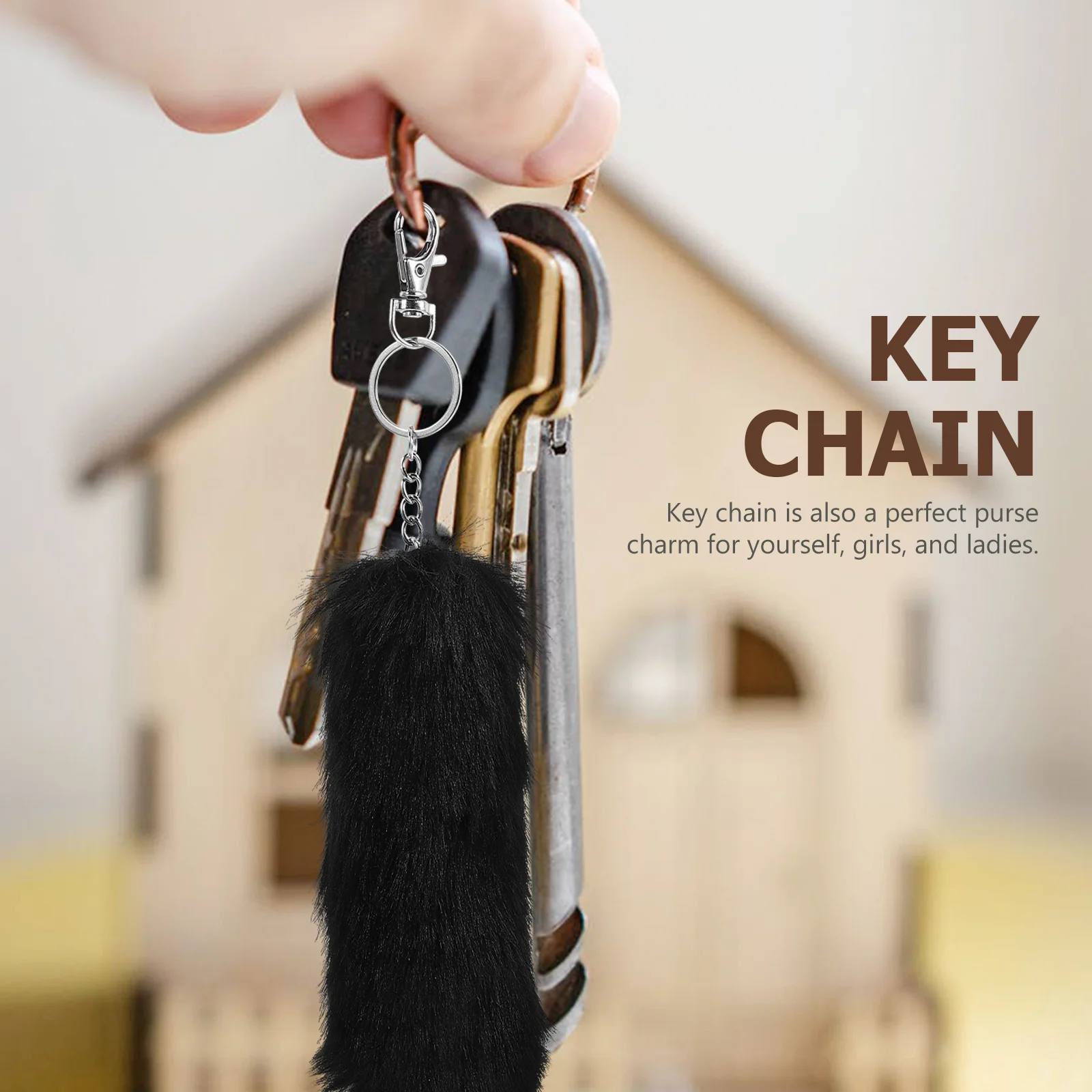 

Simulation Tail Furry Keychain Stylish Decoration Backpack Charm Car Key Chain for Women Keychain