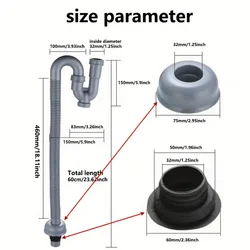 Tubo di scarico a forma di U Antiodore Lavabo Lavabo Set di tubi di drenaggio a forma di S Lavabo Lavabo a mano Riflusso Bend Tubo di scarico antiodore