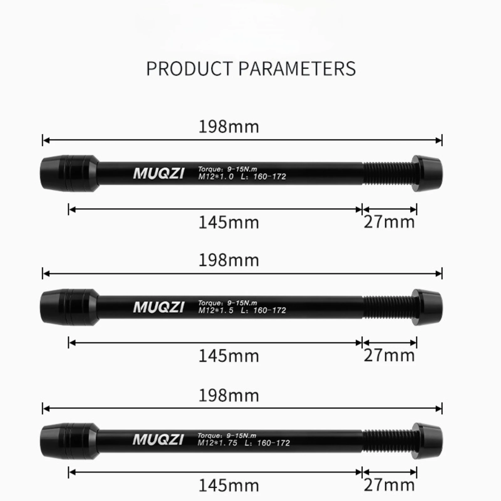 MUQZI Mountain Road Bike Trainer Steckachse Adapter Conversion Kit Welle Fahrrad Räder Schnellspanner M12-1,0/1,5/1,75 – Detail 3