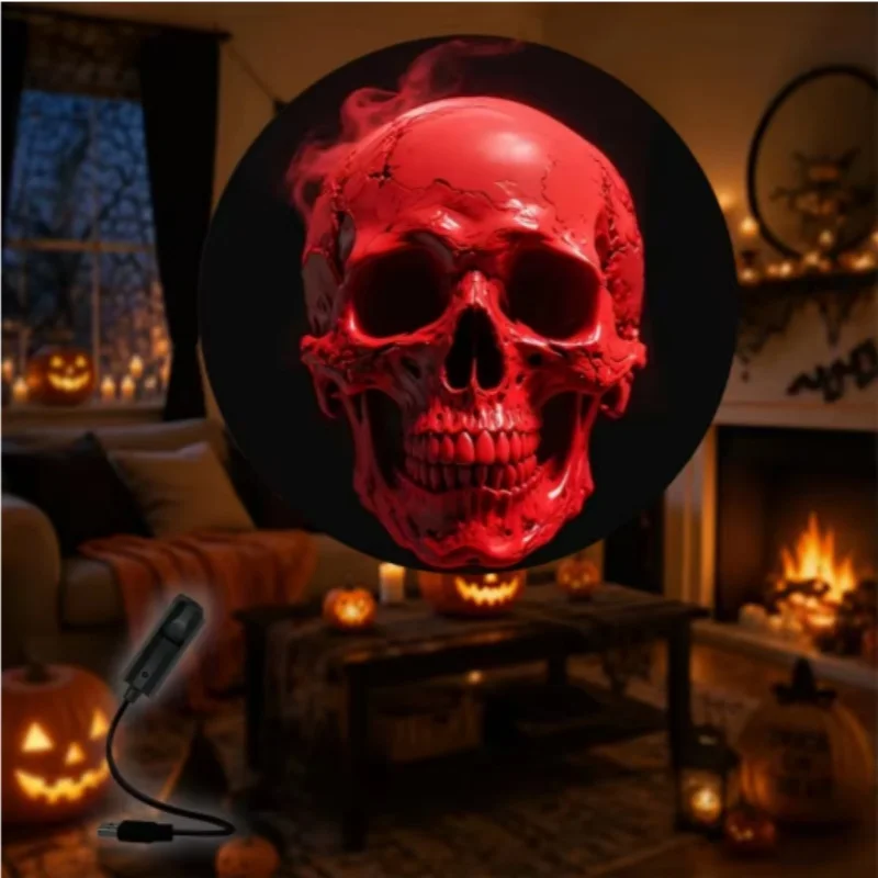 Halloween USB LED Projection Lamp,3/6pcs Patterns Light Ghost,Witch,Skeleton,Halloween Atmosphere Light Festive Decoration