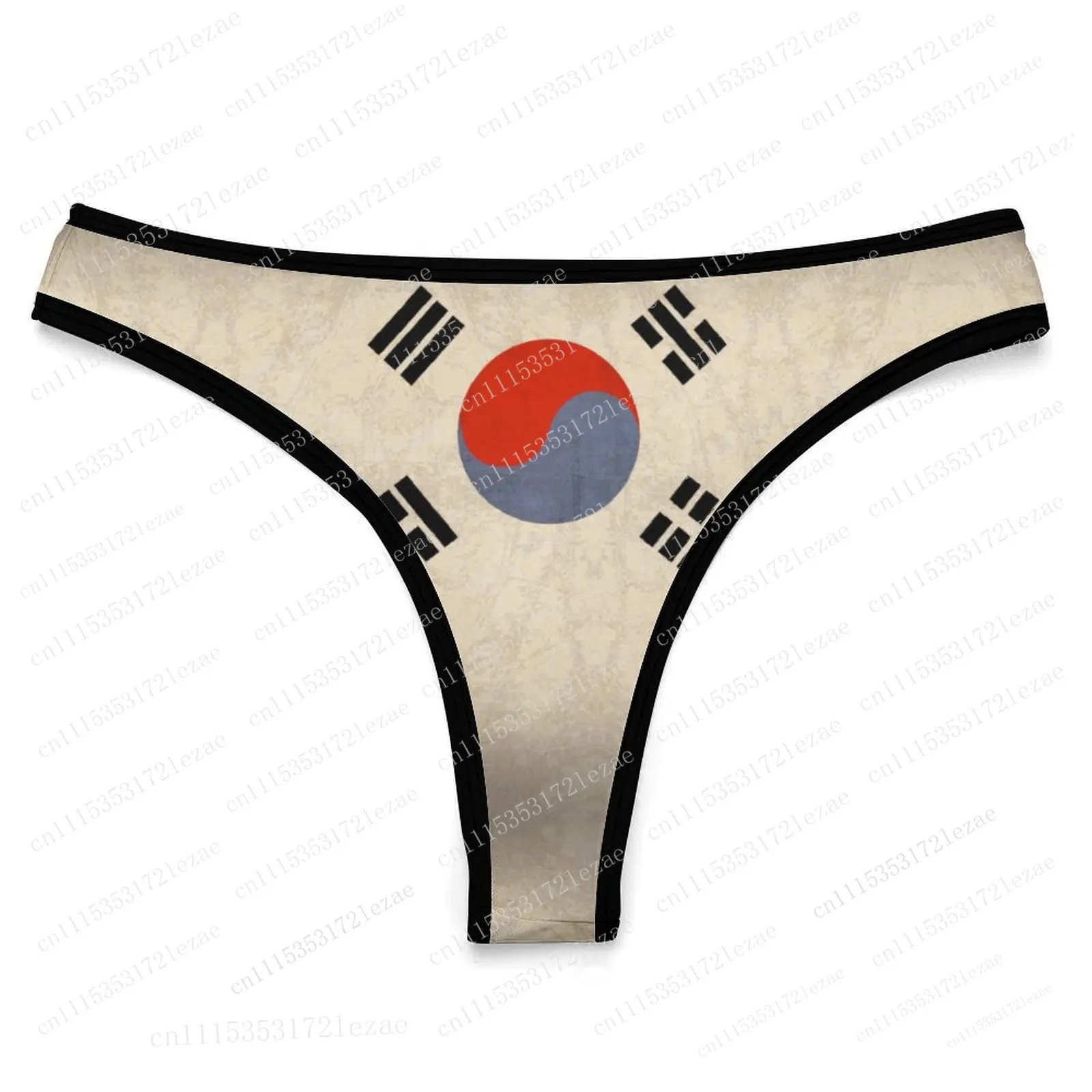 South Korea Flag Custom Ice Silk Thong Panties Women's Comfortable Briefs S-2XL Suitable for Everyday Wear and All Seasons