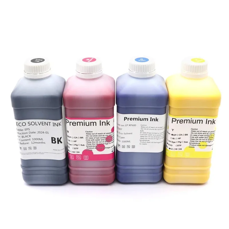 1000ml Eco-solvent Ink For Roland Mimaki Mutoh Epson XP600 TX800 4720 I3200 5113 DX10 DX5 DX6 DX7 Printhead outdoors Solvent Ink