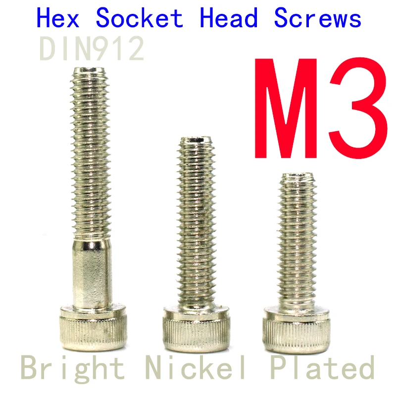 M3 Hex Socket Head Cap Screws, Hexagon Socket Cylindrical Bolts, High-Strength Alloy Steel Grade 12.9, RC Model Car Parts, Indus