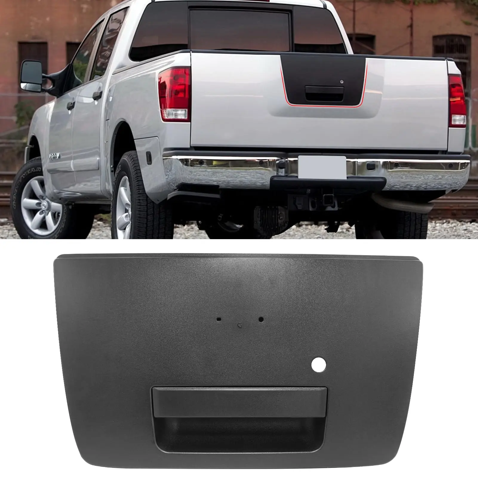 

Tailgate Handle 90606-7S200 Rear Liftgate Handle Bezel with Key Lock Hole Rear Gate Latch Handle for Nissan Titan 2004~2012