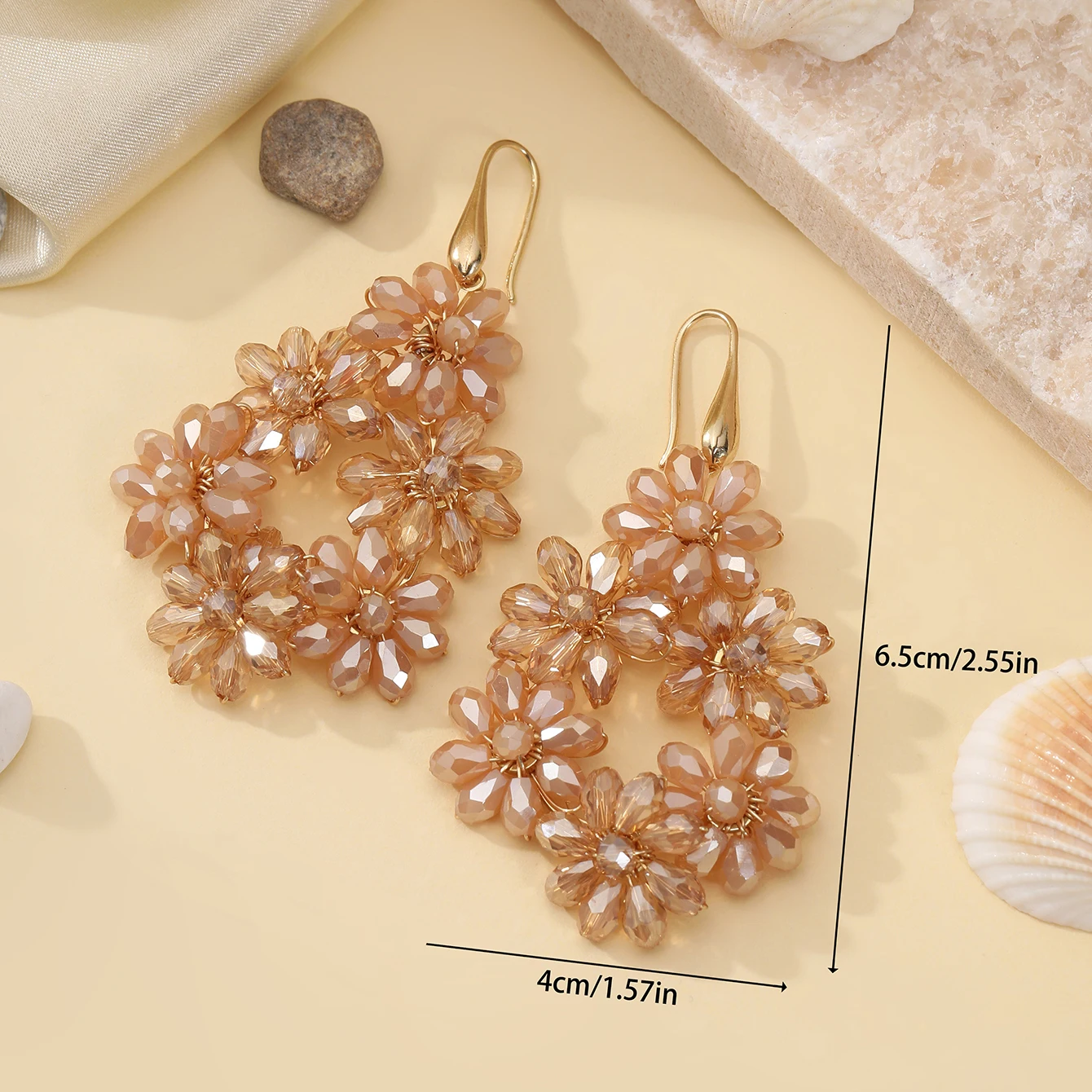 INKDEW Flower Shape Drop Earrings for Women Big Long Earrings Handmade Crystal Faceted Beads Earrings Jewelry Bohemia boho EA091