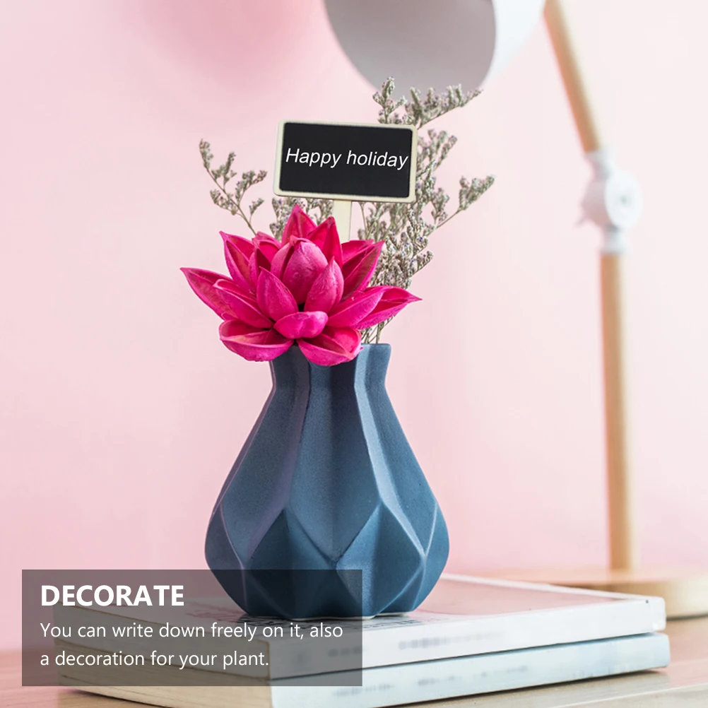 20Pcs Wood Blackboard Topper Chalkboard Sign for Plant Vase Desktop Marker Decor Chalkboard Signs Reusable