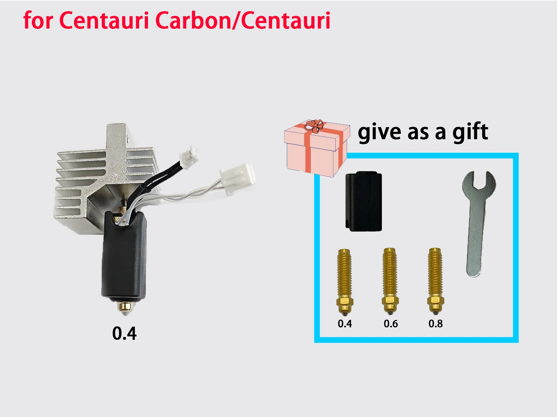 

Обновленный 0,4 мм керамический Hotend для Elegoo Centauri, комплект экструдера с углеродной печатающей головкой, стальное латунное сопло с горячим концом, детали 3D-принтера