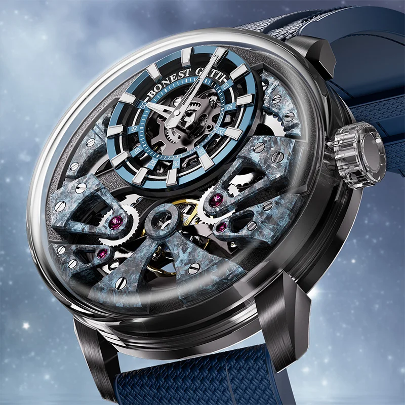 

BONEST GATTI Men's Automatic Mechanical Watch Sapphire Glass 316 Stainless Steel Skeleton Mechanical Wristwatch German Brand