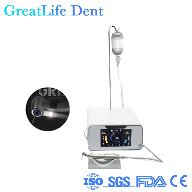 GreatLife Dent Touch Screen Self-water Pumping Irrigation Motor Ai S Pro Implant Dental Motor With 20:1 Fiber Contra Angle