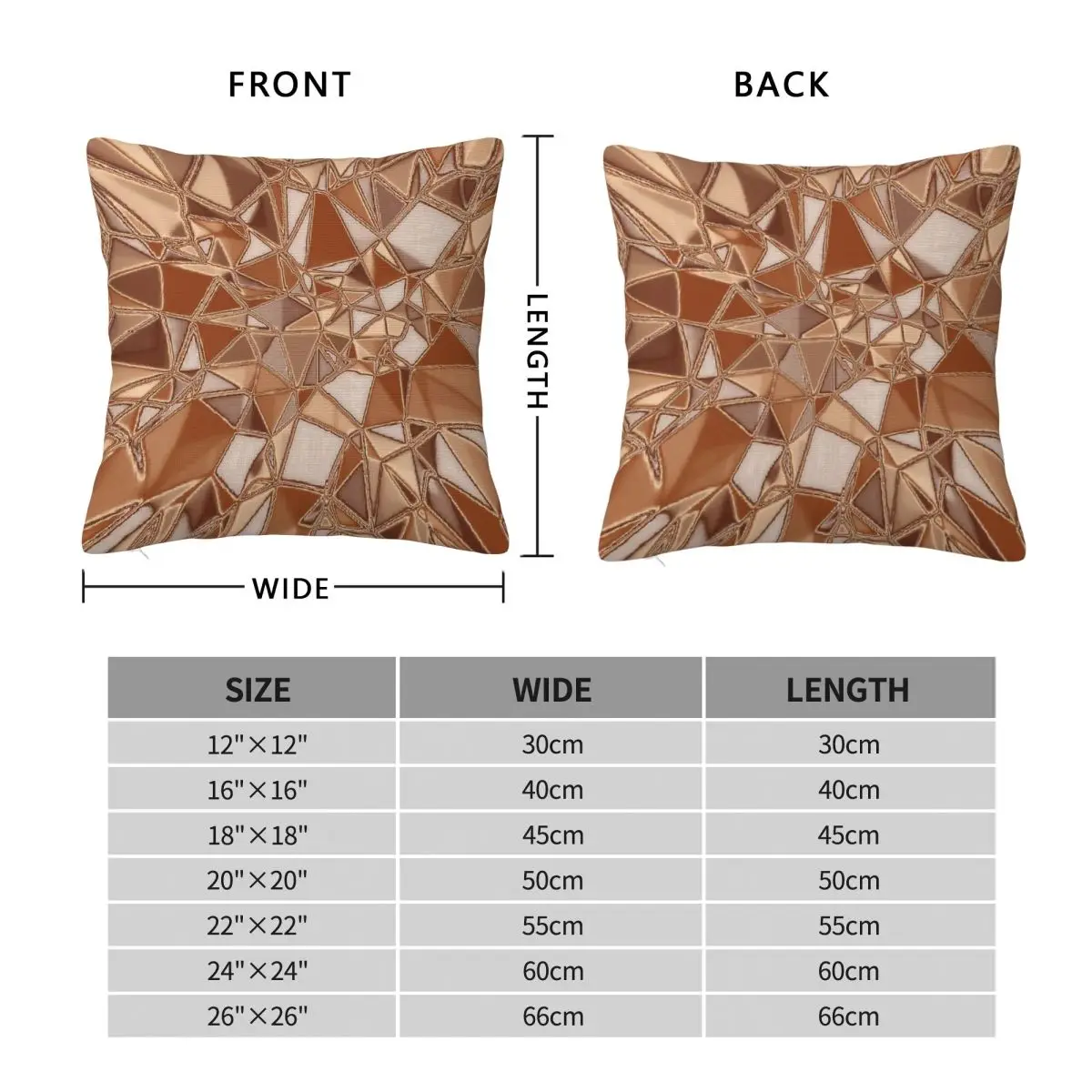 Copper Tan Metal Pillowcase Polyester Linen Velvet Pattern Zip Decorative Home Cushion Cover