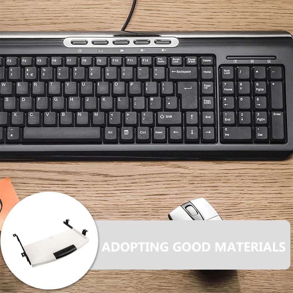 

Abs Plastic Under Desk Keyboard Tray Gray White And Black Color Combination Large Space Support Accessories Computer Workstation