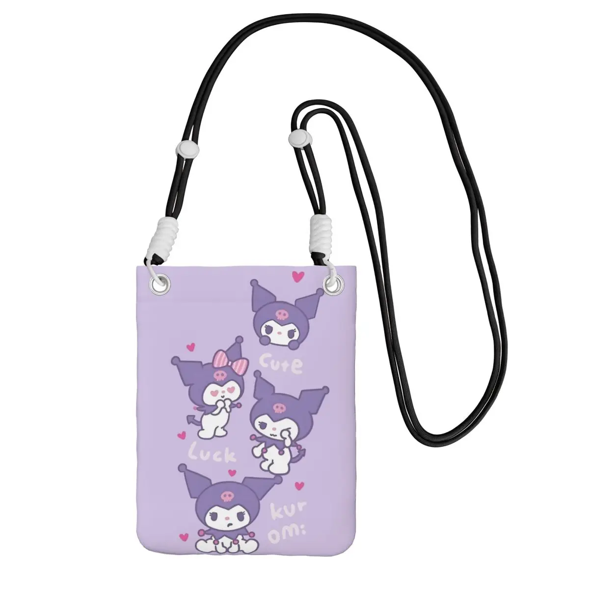 

Custom Kuromi Carry A Mobile Phone Bag Diagonally Women Men Little Devil Shoulder Crossbody Detachable Shoulder Strap Shopping