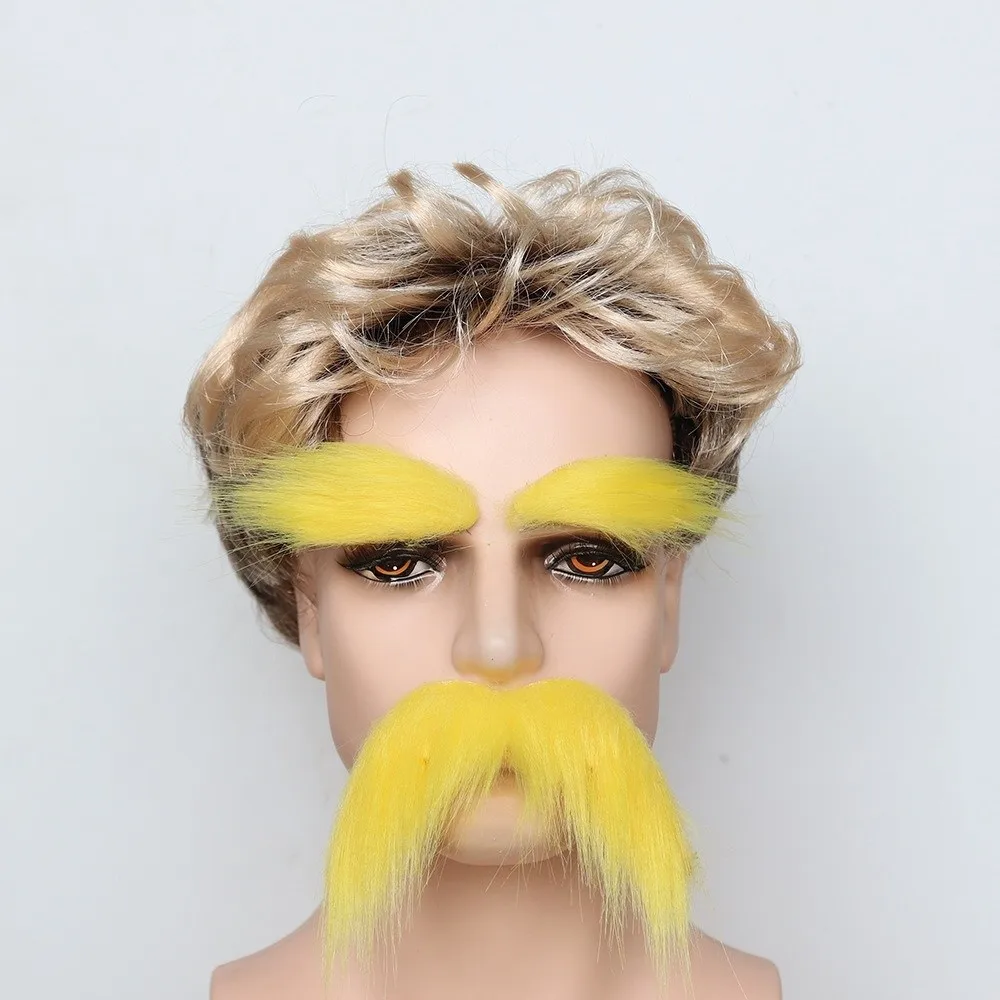 Funny Self-Adhesive Fake Beard Set Simulation Realistic Facial Hair Props Hairy Fake Mustache Set Theater Performance