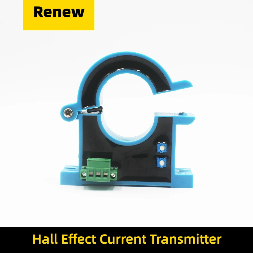 Hall Current Sensor 0-50A 100A 500A DC Current Detection 4-20mA 0-20mA 0-5V 10V Output Open Loop Perforated Current Transmitter