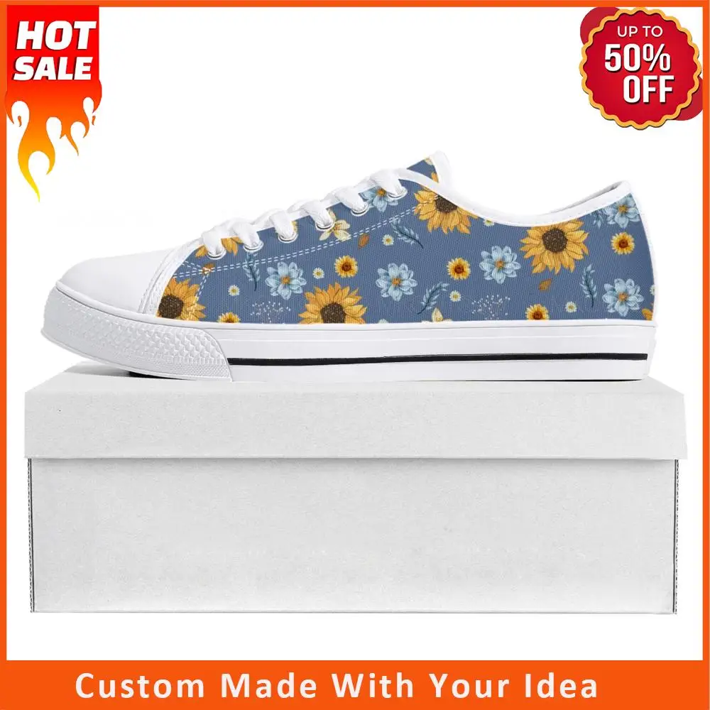 Sunflower Yellow Flower Low Top High Quality Sneakers Mens Womens Teenager Canvas Sneaker  Prode Casual Couple Shoes Custom Shoe