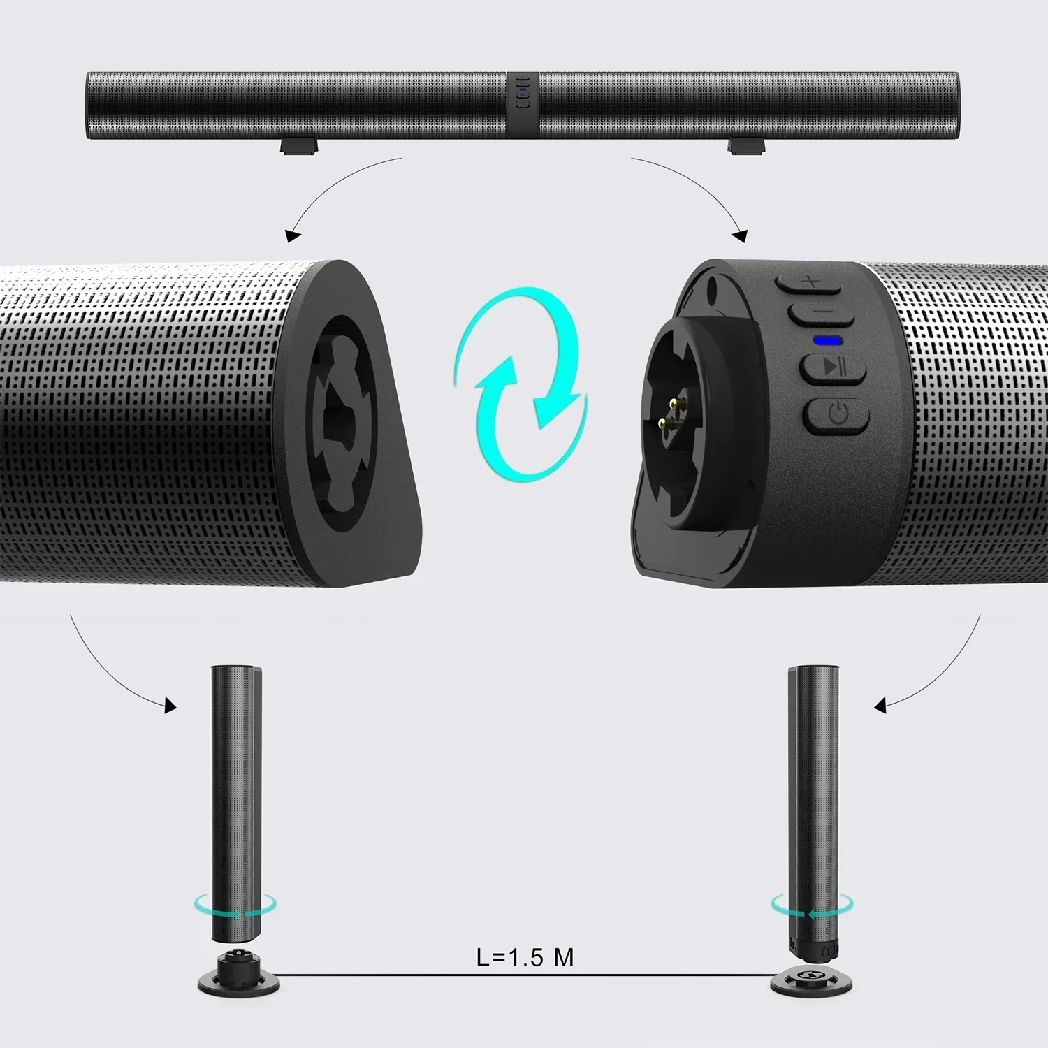 Leistungsstarke 120 W Soundbar Sound Radio Blaster Bar Audio TV PC Subwoofer 360 Stereo Surround Wireless Heimkino Bluetooth Lautsprecher