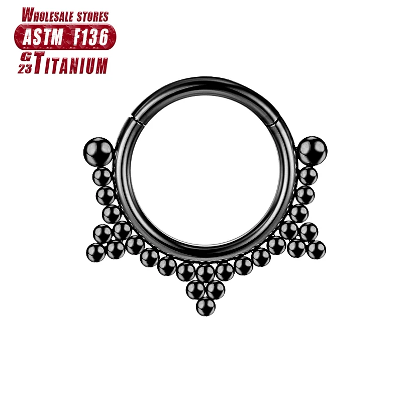 F136 Titan Piercing Schwarzer Nasenring Implantatqualität Scharnier Seamles Ohrring Clicker Knorpel Septum Daith Tragus Schmuck Geschenk – Detail 8