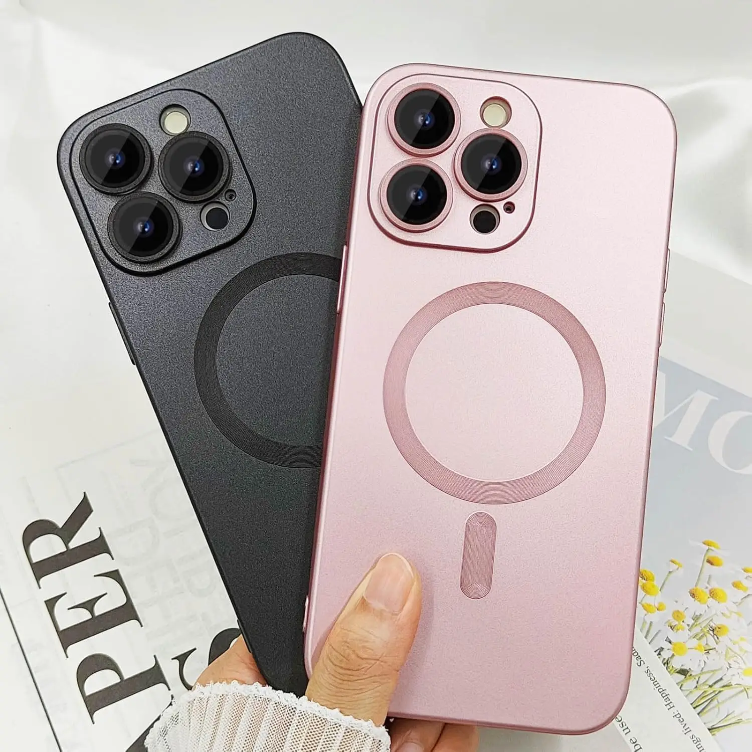 Case for  15  Max Phone Case for Women, Matte Luxury Soft Metallic Luster Design with Camera Lens Protector, Compatible with  Ca