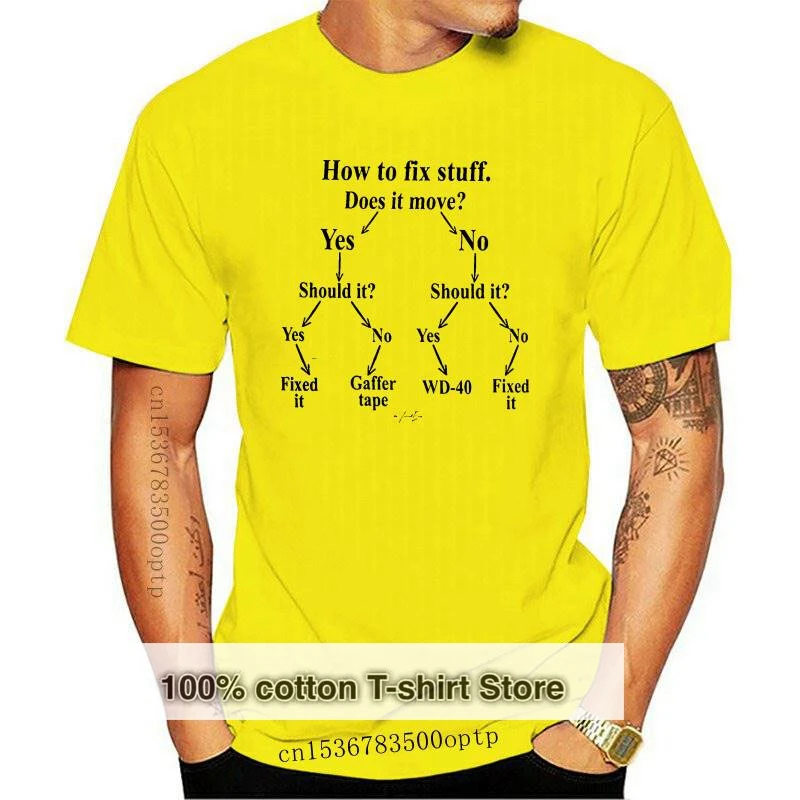 Camisetas divertidas para hombre, cómo arreglar cosas, Flowchart, nuevas
