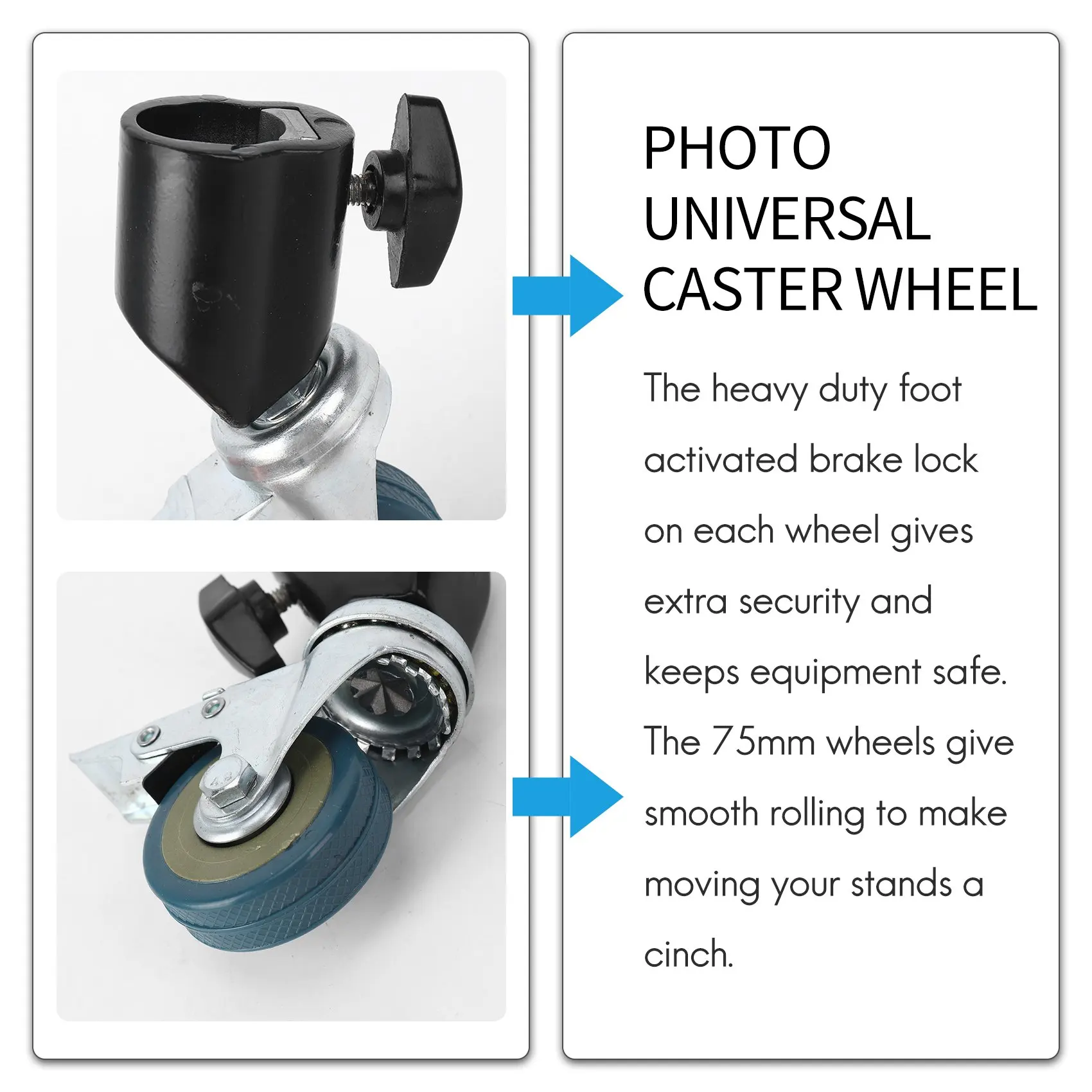 Trípode Universal de 3 piezas y 22mm para estudio fotográfico, polea de rueda giratoria de alta resistencia para soportes de luz, brazo de estudio