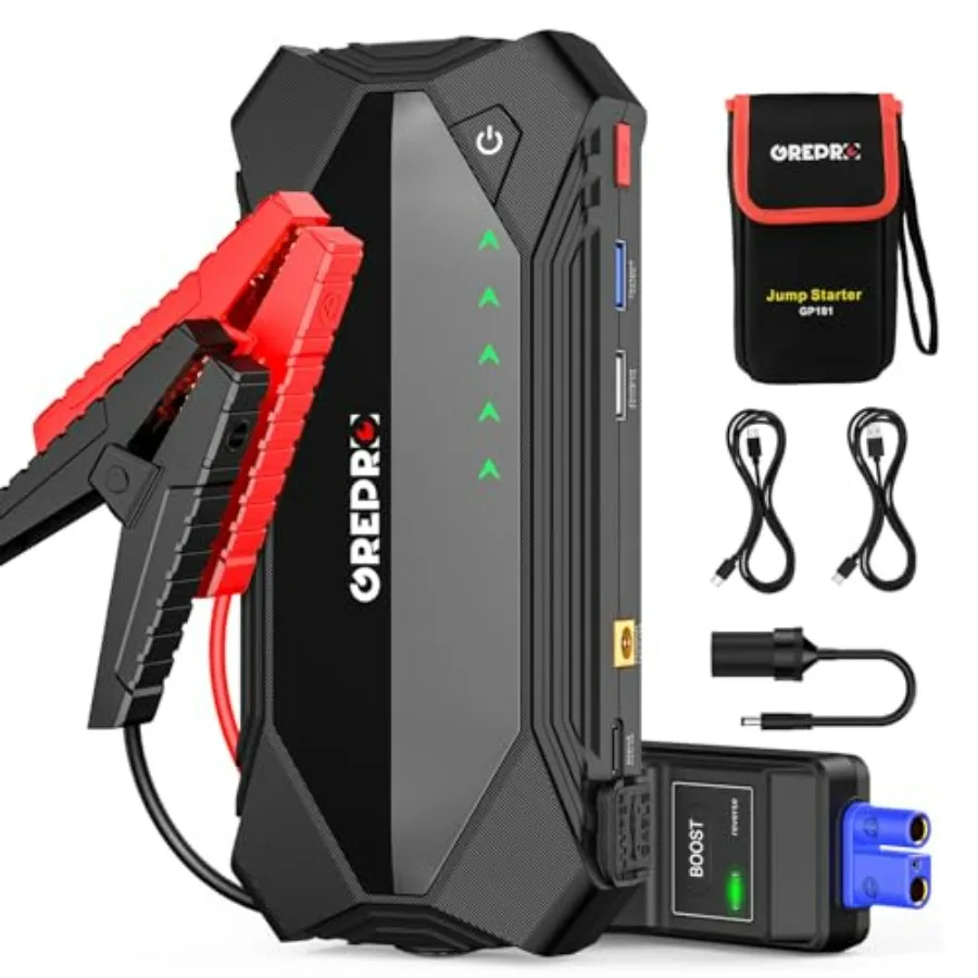 

12V Car Battery Jump Starter for 10L Gas 8.0L Diesel Engines 3000A Booster Pack with Jumper Cables and LED Light Portable Jump