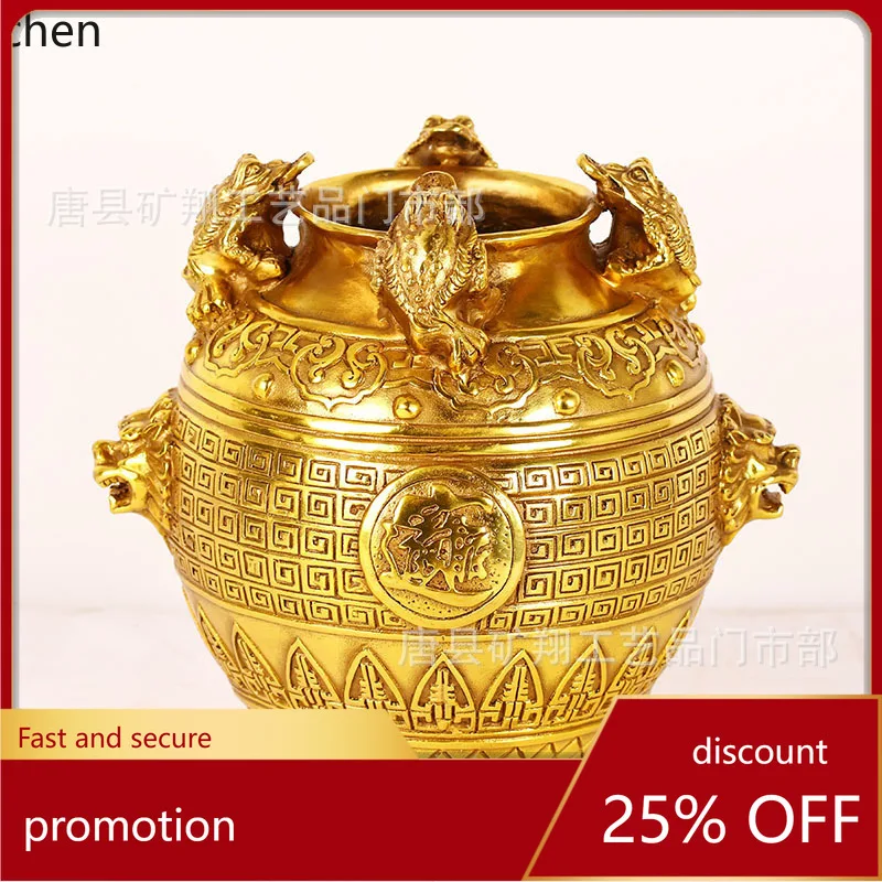 Cz brass three-legged golden toad lion head money piggy bank money jar crafts ornaments