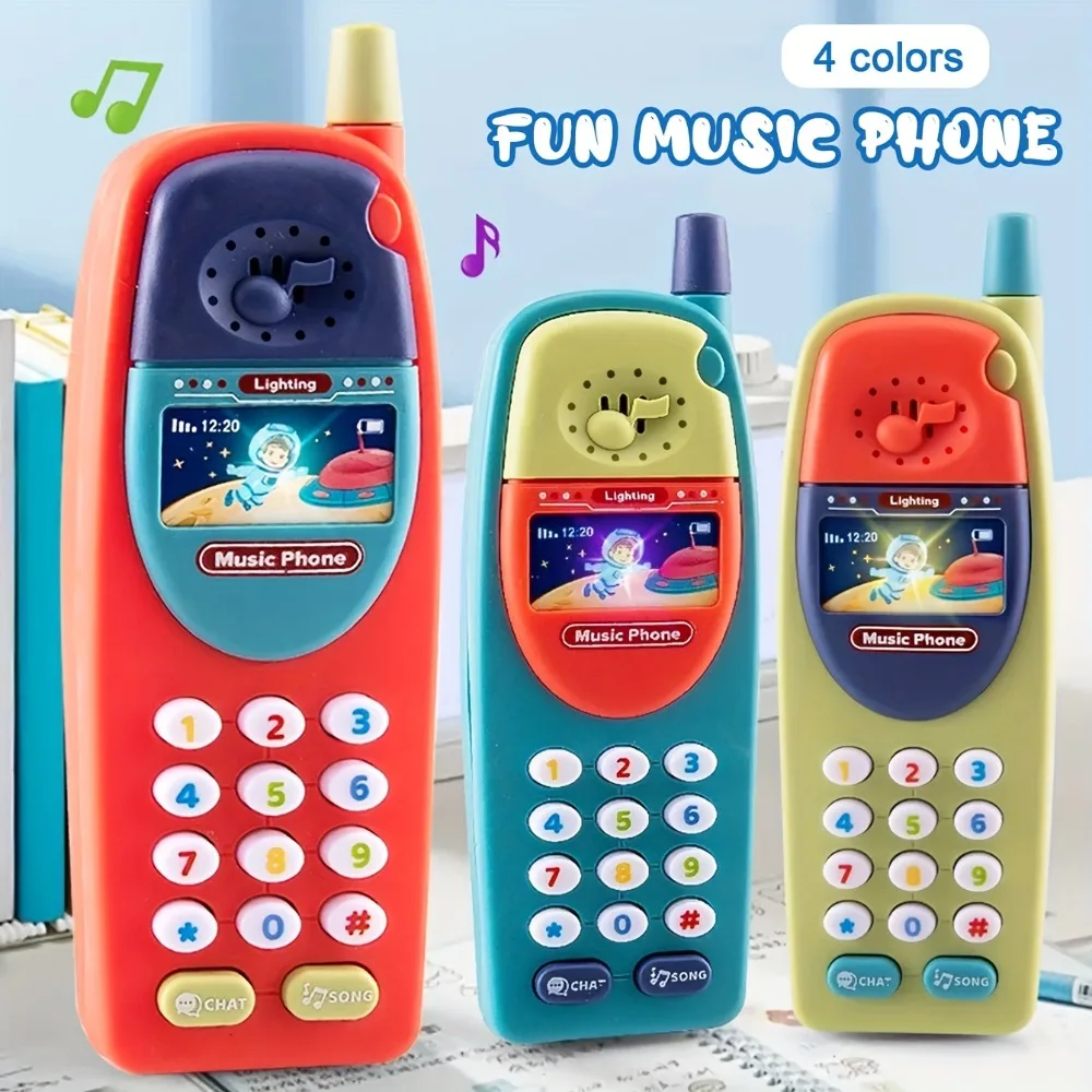Quebra-cabeça de educação infantil, divertido, multifuncional, simulação de história de música, telefone celular com efeitos sonoros e de luz para presentes infantis