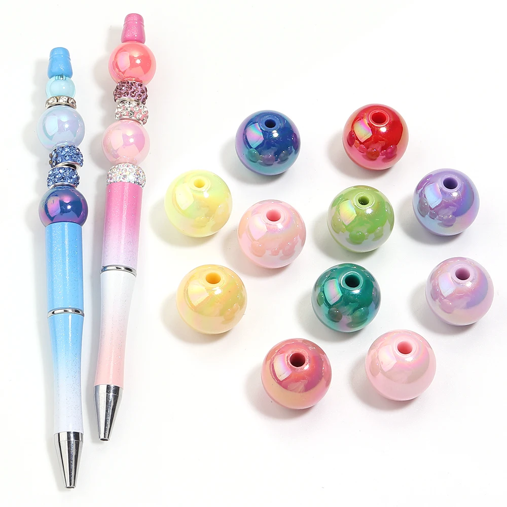 20-200pcs AB Color Acrylic Beads UV Round Loose Spacer Beads  For Jewelry Making DIY Bracelet Necklace Accessories image 6
