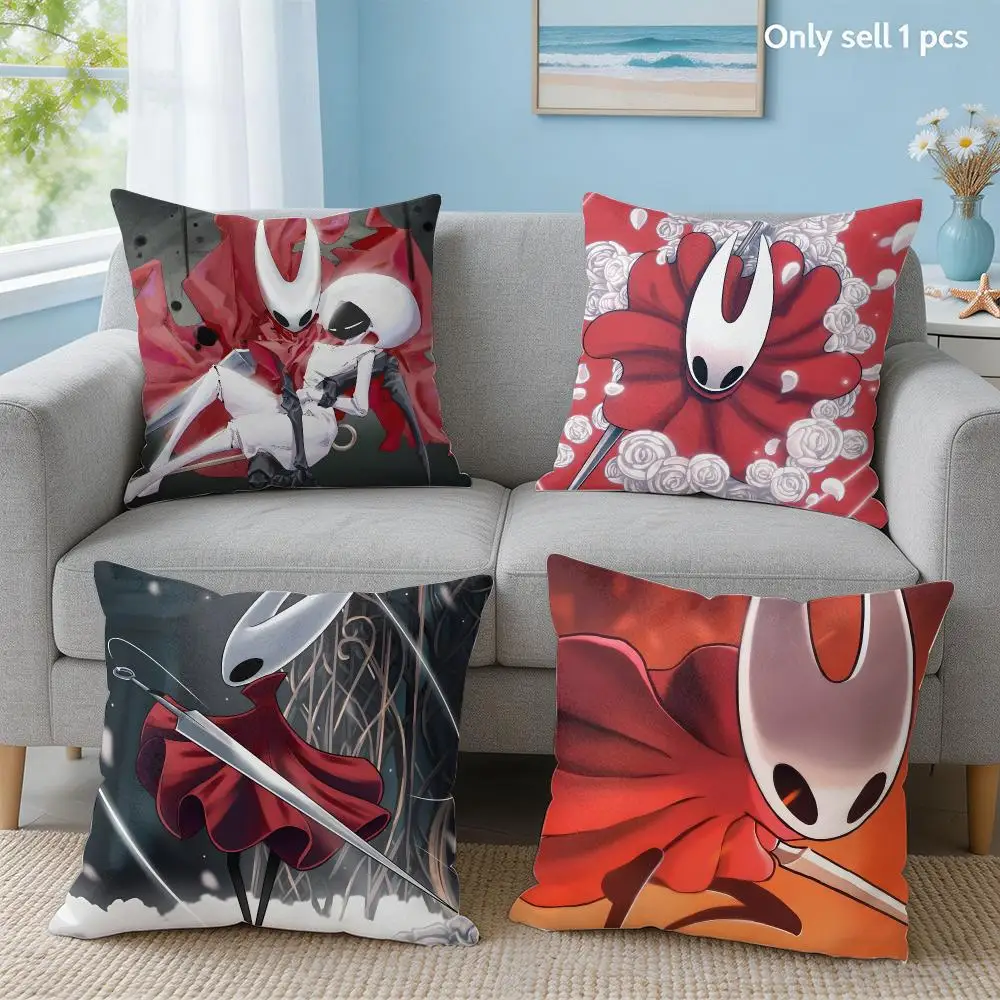 Game H-Hollow Knight Silksong Cushion Cover Soft Short Plush Throw Pillow Cover Hidden Zipper Cutecore Sofa Bedroom Home Decor