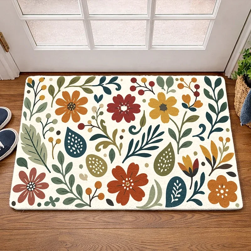 Vintage Rose Doormat Pink Floral Pattern Entrance Rug Romantic Botanical Floor Mat Washable Decor