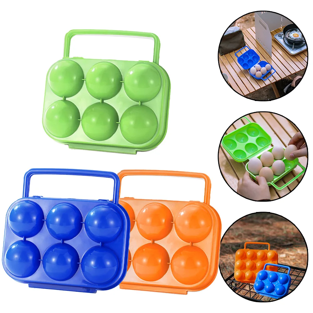 Scatola di immagazzinaggio Vassoio per uova da campeggio all'aperto Picnic Plastica 15.5x14.6x7cm 6 uova Contenitore in ABS Scatola Vassoio per uova Stile maniglia