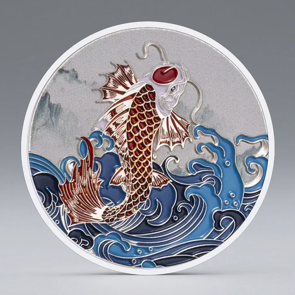 Chinese Fancy Carp Decorations Koi Golden Plated Lucky Gift Commemorative Coins view 3