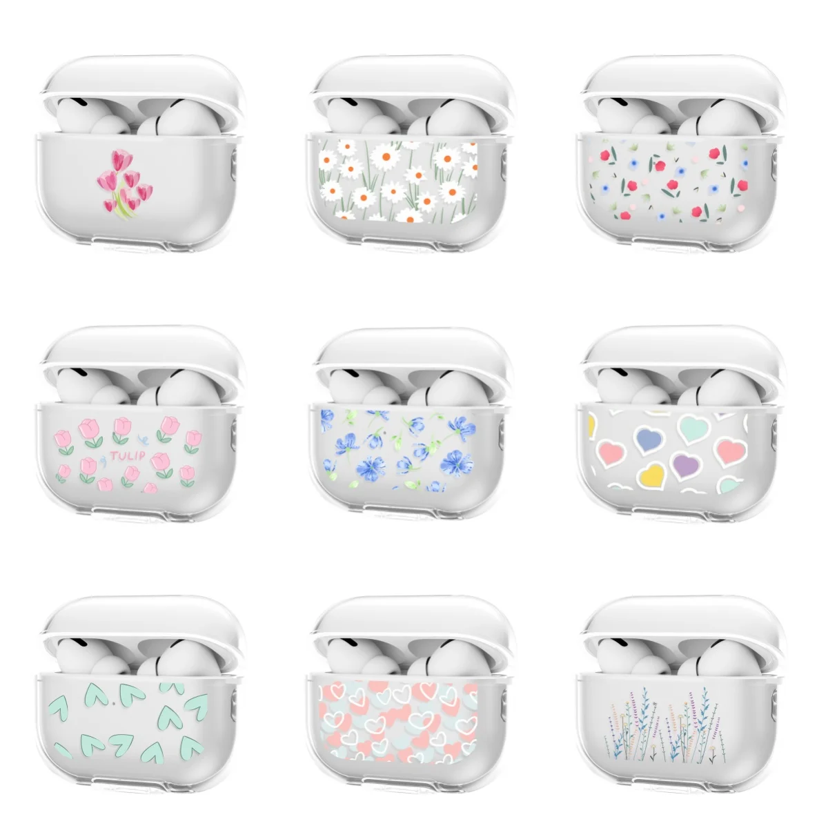 

Wireless Bluetooth Case For AirPods1/2 AirPods3 AirPods Pro And AirPods Pro2 Flower Love Heart Pattern Soft TPU Earphone Cover