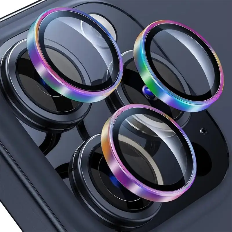 Suitable For iPhone 15 14 13 12 11 Pro Max CD Pattern Dazzling Color High-Definition Lens Film Protection Back Cover Camera