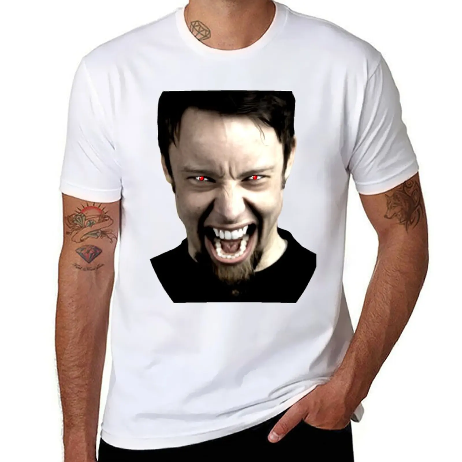 

Frog Leap Studios Leo Moracchioli red black contacts T-Shirt t shirt man plain T-Shirt