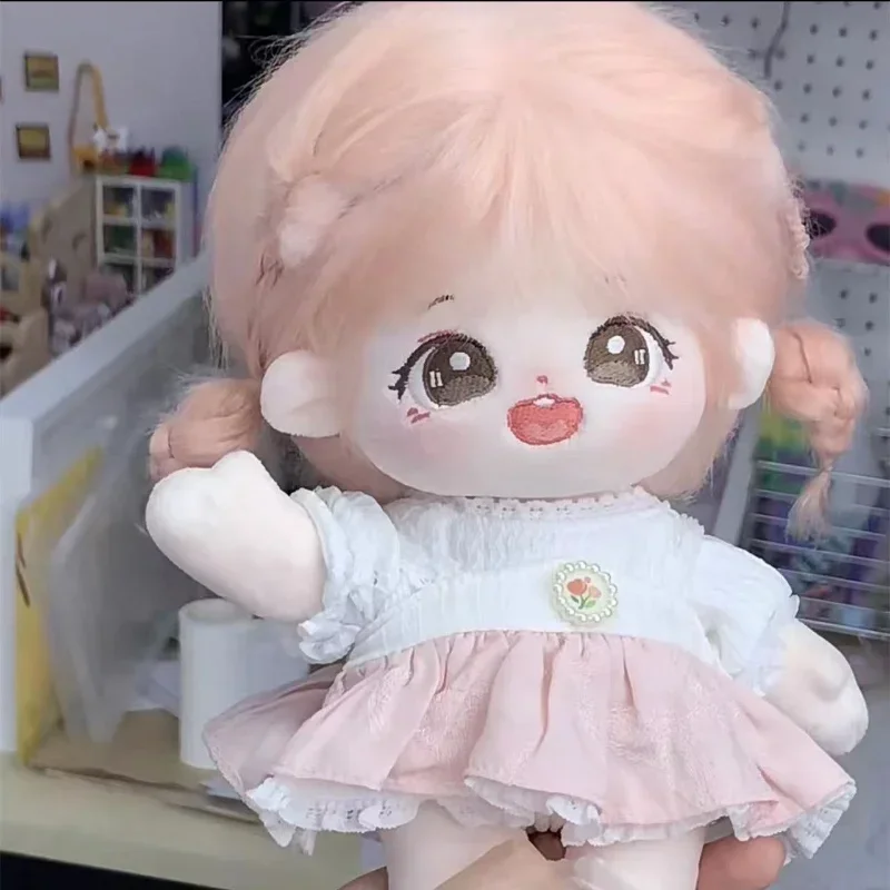 

New Arrival 20cm Pink Fried Hair Cute No Attributes Soft Plush Doll Body Toy Cosplay Cute Gift