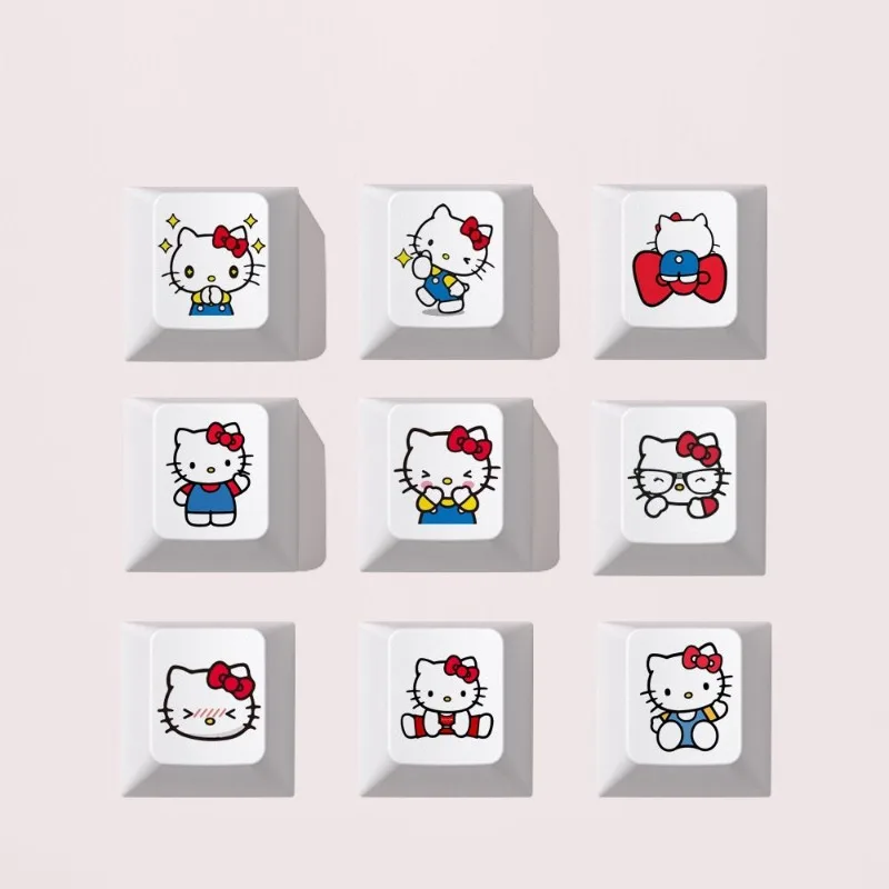 

Sanrio Anime Kuromi Cartoon Cute Hello Kitty Keycaps Original factory height opaque mechanical keyboard keys Esc Enter Space bar