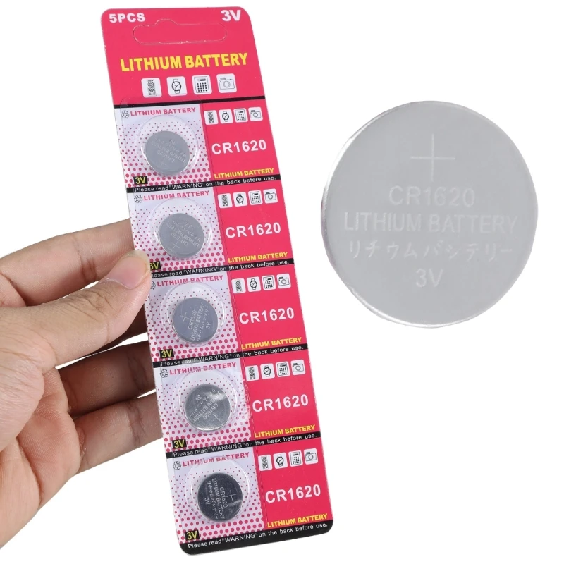 5Pcs/sheet CR1620 Cell Battery High Energy 3V Button Batteries Reliable Power Supply for 3V Various Electronics N0HC image 2