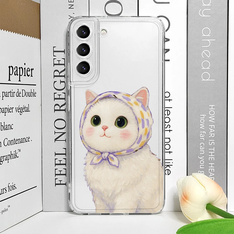 Custodia per telefono trasparente con pittura a olio animale gatto per Xiaomi Redmi Note 14 Pro Plus 13 12 11 10 PRO 15C 14C 13C Coperture morbide