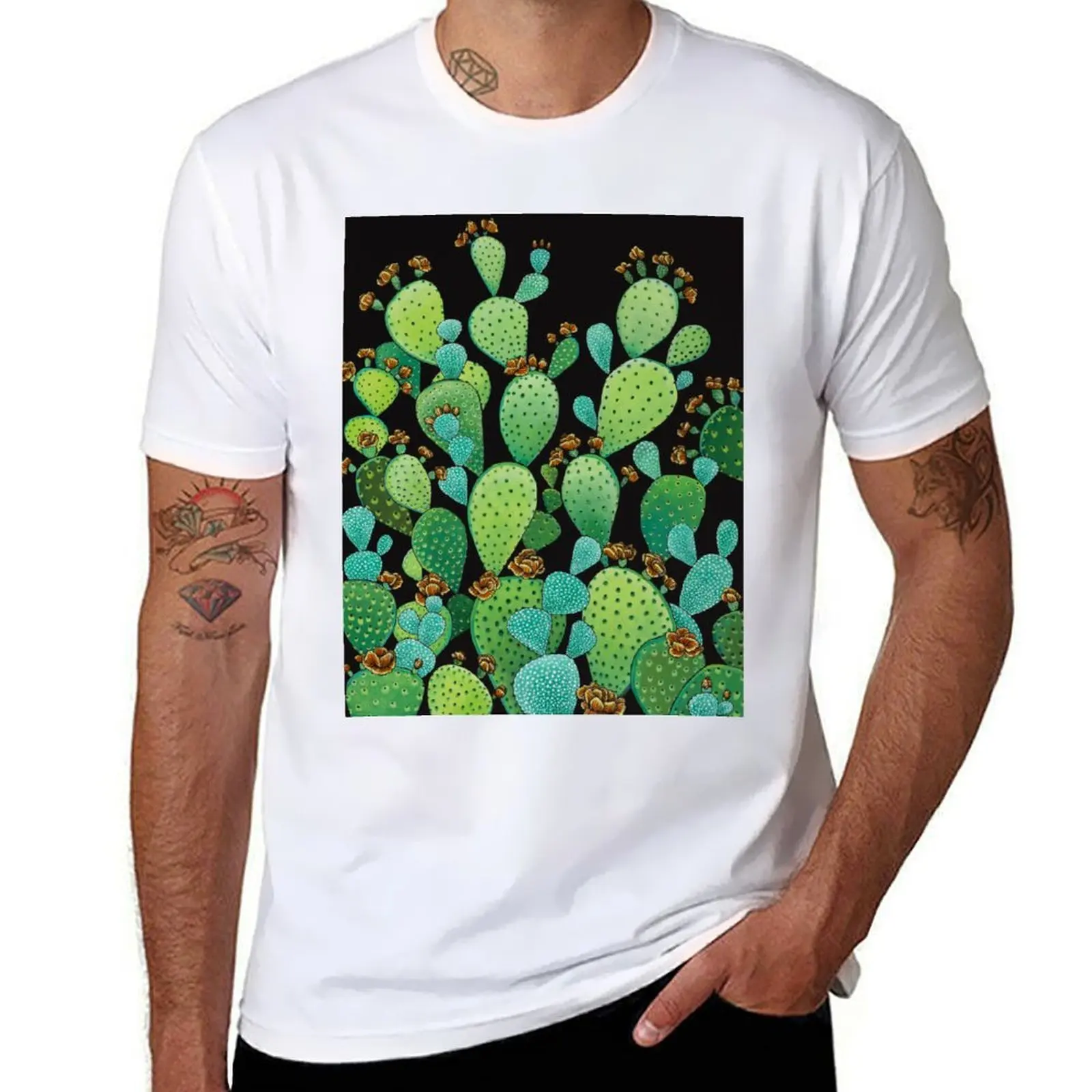 

Prickly Pear Illustration T-Shirt cotton t shirt pack t shirts for man slim fit T-Shirt