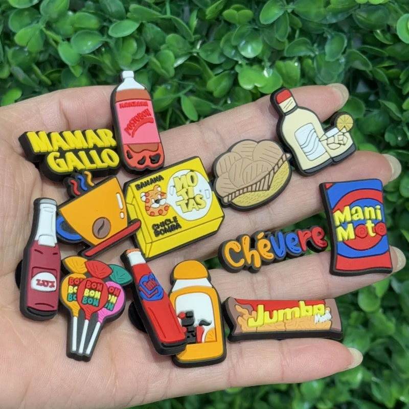 1-25Pcs Colombia Hat Coffee Drinks PVC Kids Snack Shoes Charms Lollipop Buckle Clog Ornament Fit Birthday Gifts