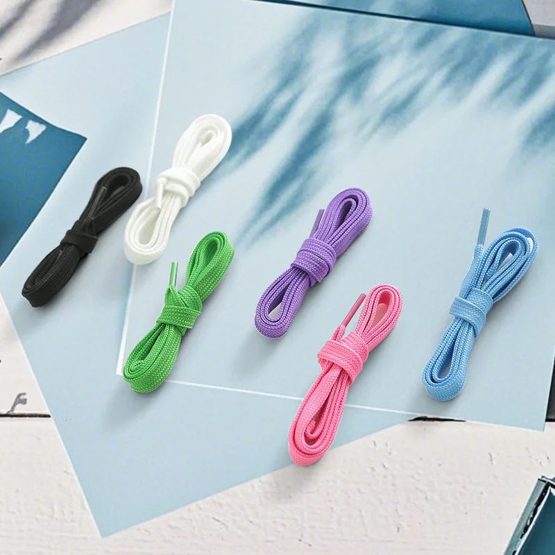 أربطة أحذية مسطحة جديدة ملونة من البوليستر للرجال والنساء أحذية رياضية قماشية أحذية بيضاء أربطة أحذية رياضية وترفيهية إبداعية #3