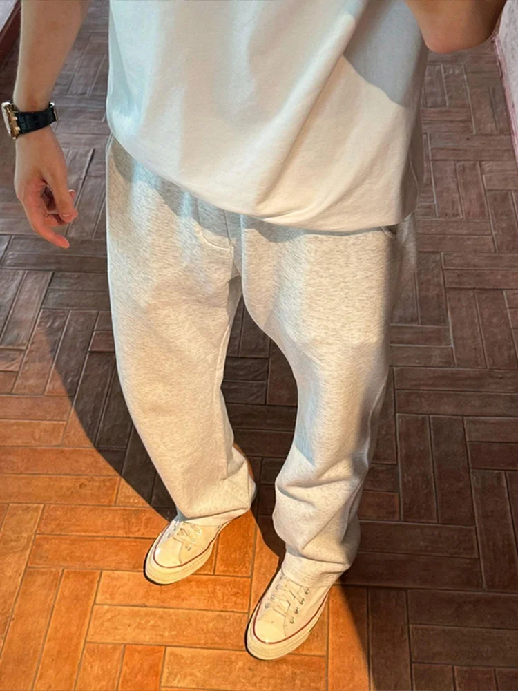 

Мужские спортивные штаны Cleanfit с прямыми штанинами, осенние белые цветочные ушки, тяжелые спортивные повседневные универсальные расклешенные длинные брюки