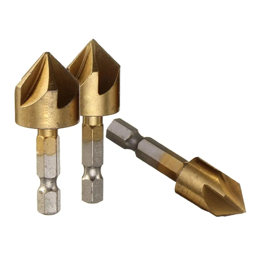 

HSS Countersink 0 Degree 5 Flute Chamfer Tool Countersunk Wood Screw Bits
