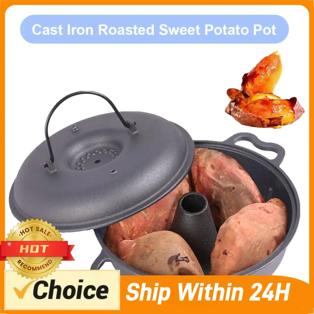 

Cast Iron Roasted Sweet Potato Pan W/Lid Garlic Roaster Garlic Baker Baking Pan for Picnic Camping Patio