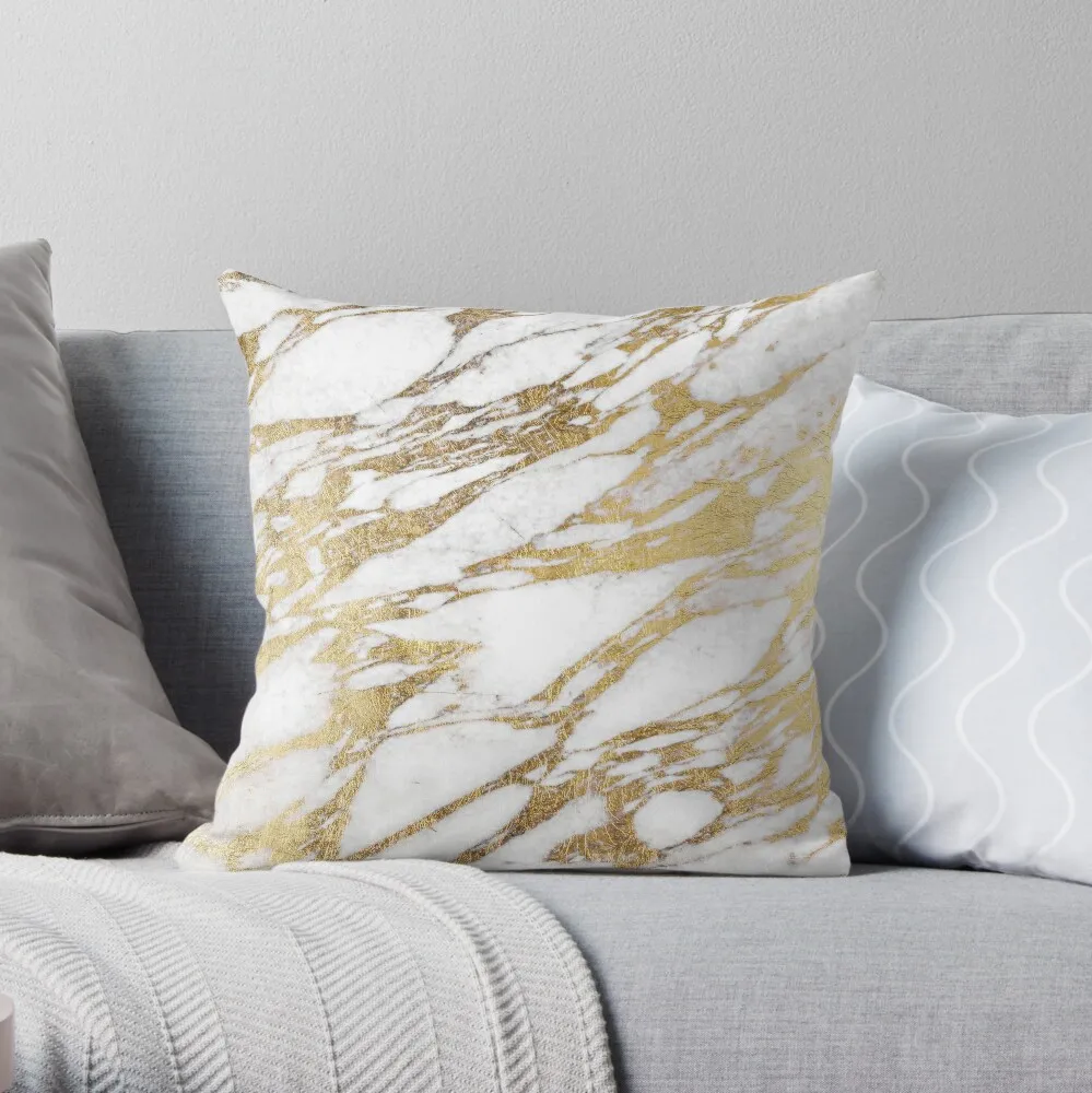 

Chic Elegant White and Gold Marble Pattern Throw Pillow Sofa Cushions Covers Rectangular Cushion Cover Cushions