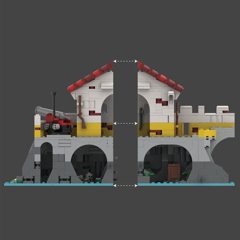 872pcs MOC Barracks Expansion Eldorado Fortress Pirates Model Building Blocks Construction Assemble Collection DIY Brick 3D