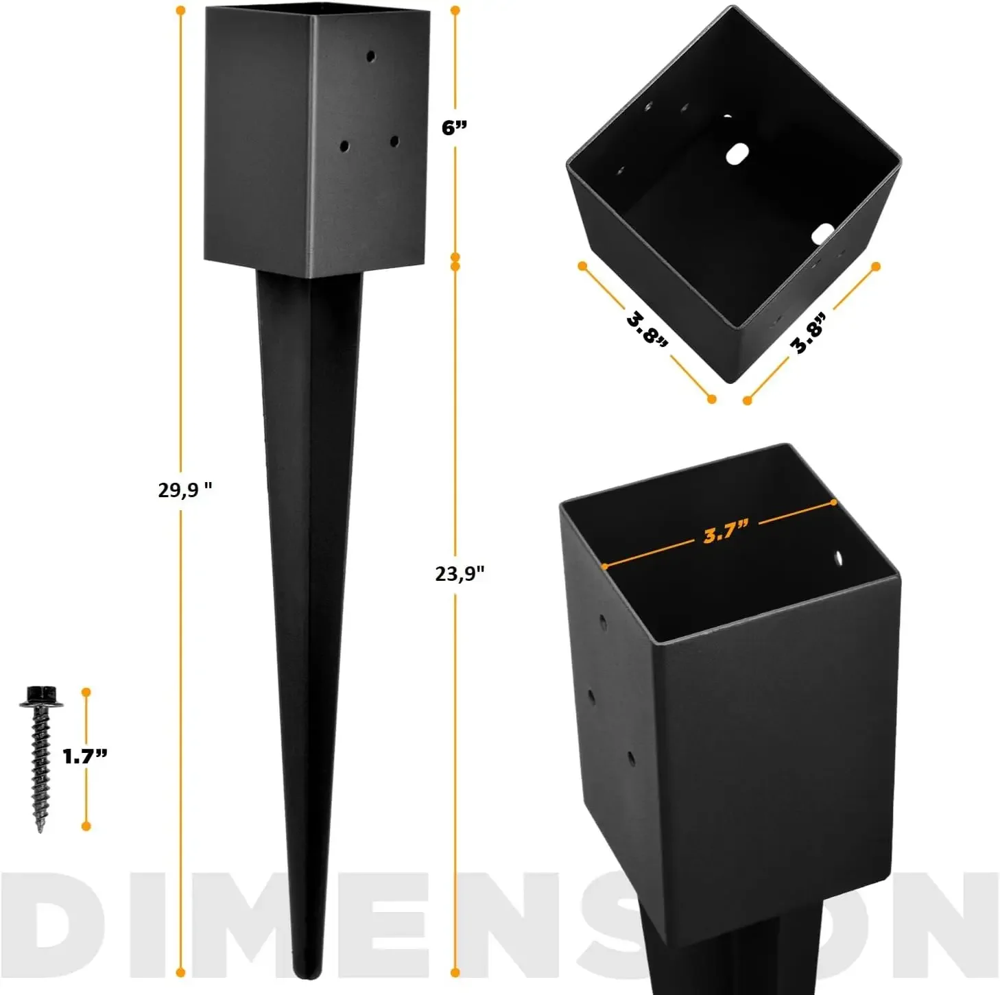 Fence Post Anchor 4''x4'', Heavy Duty Metal Fence Post Anchor Ground Spike 36''x4''x4'' for Mailbox, Bird Feeder, Decking