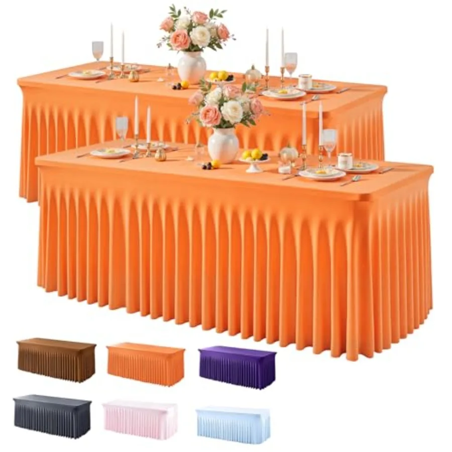 

Spandex Fitted Tablecloth Stretch Table Clothes for Rectangle Table, Washable Ruffles Elastic for Weddings, Buffet, Banquet, Tr