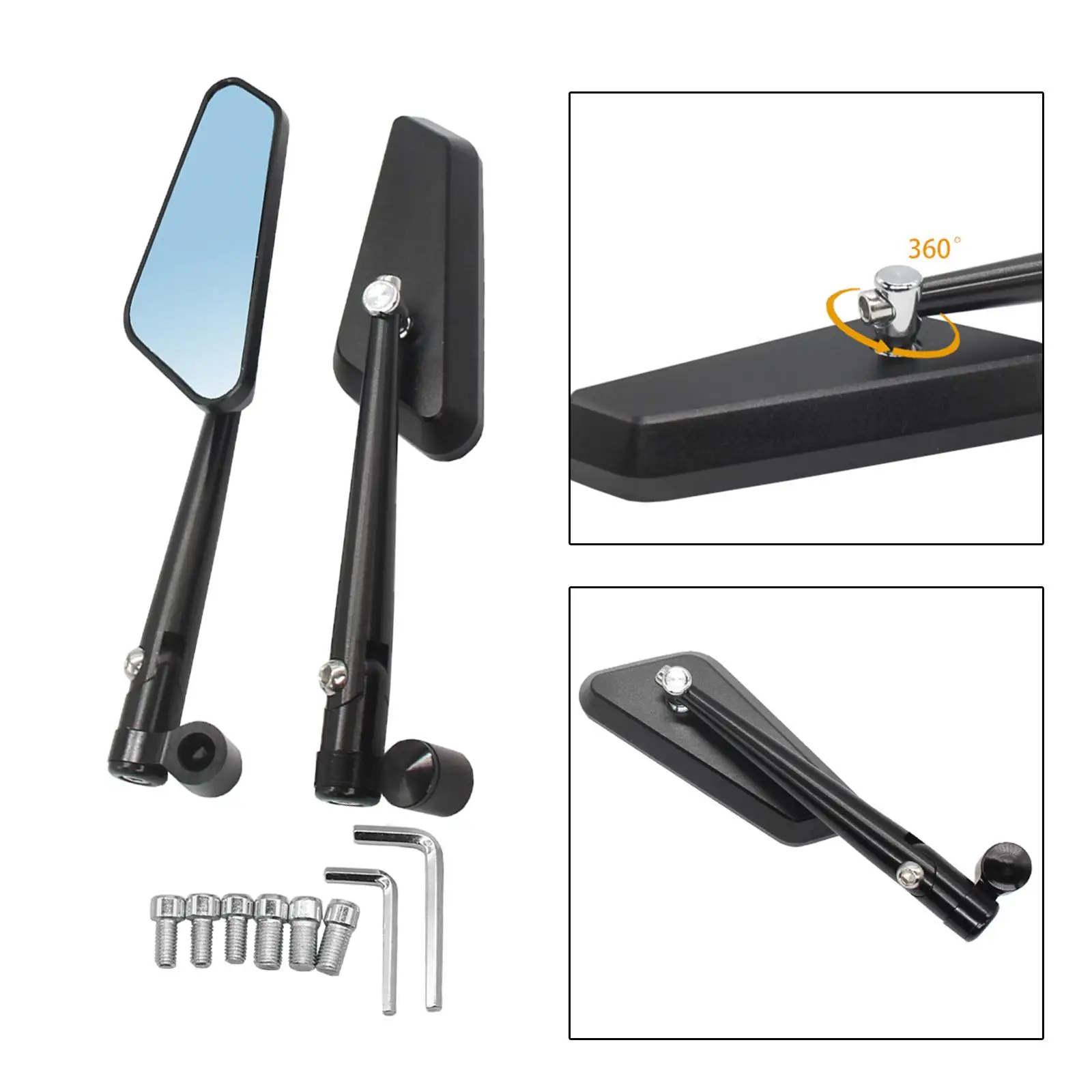 

CNC Motorcycle Rear Side View Mirrors Adjustable Swivel 360 Degree Durable